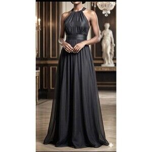Amsale Dress Size 6 Gray 100% Silk Chiffon Maxi Gown Bridesmaid Formal Evening